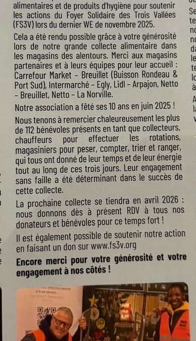 ON EN PARLE dans le Bulletin Municipal de Boissy Sous Saint Yon : Collecte de Novembre 2025